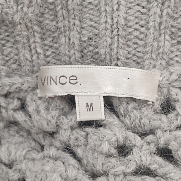 Designer Vince Open Knit Gray Alpaca & Cashmere Cardigan Sweater - Picture 8 of 13